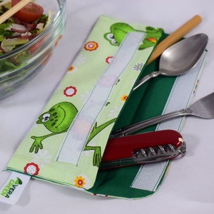 Suport pentru tacamuri, periute de dinti, penar, portfard reutilizabil din textil, broscuta, Geanta si husa, Cutie de pranz, Depozitare tacamuri, Cusatura, ARTYNOS