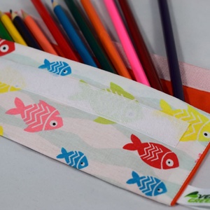 Suport pentru tacamuri, periute de dinti, penar, portfard reutilizabil din textil, pesti - genți și portofele - recipient de prânz - suport pentru tacâmuri - Artynos.ro