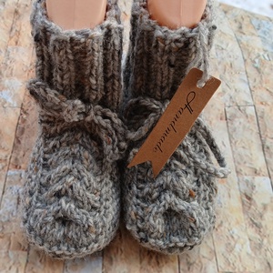 Botosei lana cu torsade, Imbracaminte si moda, Haine bebelusi si copii, Pantofi bebelusi, Impletitura, ARTYNOS