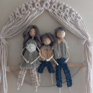 Personalizat Familie macramé portret decor de perete, , , Faceti-va casa speciala sau surprindeti pe cineva cu un cadou cu adevarat unic! Acest portret de fa..., ARTYNOS