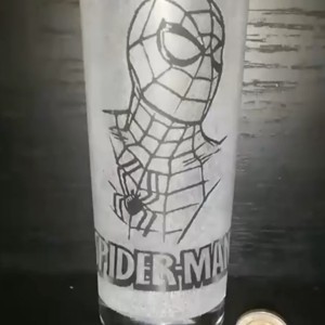 Pahar de sticla cu model Spider-Man gravat manual , , , ARTYNOS