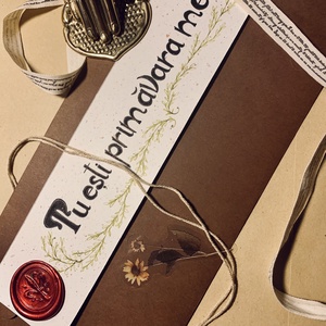 Semn de carte ilustrat cu sigiliu de ceară - Valentine's Day - Ziua îndrăgostiților - Mărțișor - Ziua Femeii  - cărți și creații cu tematică muzicală, cadouri - semn de carte - Artynos.ro