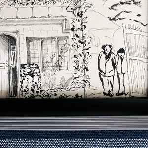 Ilustrație / Schiță arhitecturală originală în tuș pe hârtie - fațadă casă englezească - arte vizuale și accesorii  - grafică, ilustrație - desene arhitecturale - Artynos.ro