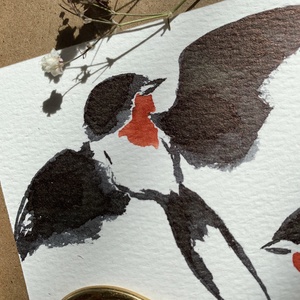 Carte poștală originală ilustrată cu rândunele - handmade păsări ilustrate în acuarelă - casă & stil de viață - produse de papetărie - cărți poștale - Artynos.ro