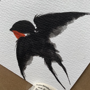 Carte poștală originală ilustrată cu rândunele - handmade păsări ilustrate în acuarelă - casă & stil de viață - produse de papetărie - cărți poștale - Artynos.ro