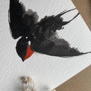 Carte poștală originală ilustrată cu rândunele - handmade păsări ilustrate în acuarelă - casă & stil de viață - produse de papetărie - cărți poștale - Artynos.ro