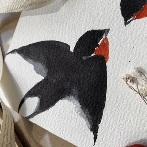 Carte poștală originală ilustrată cu rândunele - handmade păsări ilustrate în acuarelă - casă & stil de viață - produse de papetărie - cărți poștale - Artynos.ro