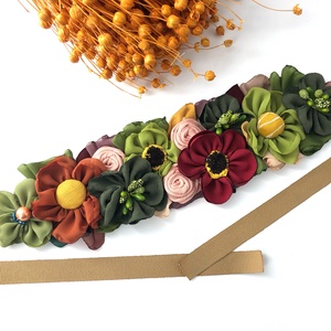 Brau - Flowers garden, Imbracaminte si moda, Curele si catarame artizanale, Catarame centura, , Braul este realizat manual din diverse materiale textile, perle de sticla, stamine, fetru si pangli..., ARTYNOS