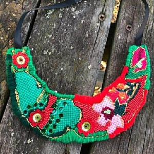 Colier statement handmade - Folklore Bloom - Artynos.ro
