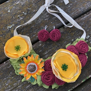 Colier handmade - Royal Sunflower - bijuterii - coliere - chockere - Artynos.ro