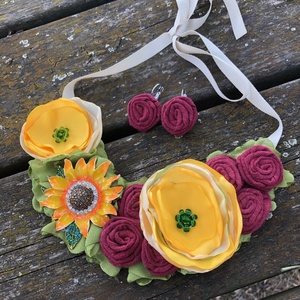 Colier handmade - Royal Sunflower - bijuterii - coliere - chockere - Artynos.ro