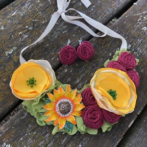 Colier handmade - Royal Sunflower - bijuterii - coliere - chockere - Artynos.ro