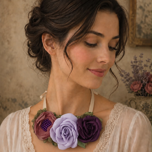 Colier handmade - Liliac pudrat, Bijuterii, Coliere, Chockere, , ARTYNOS