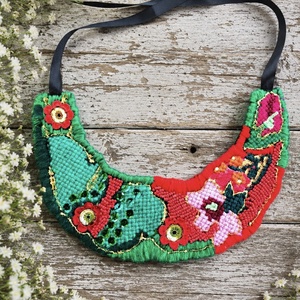 Colier statement handmade - Folklore Bloom - bijuterii - coliere - chockere - Artynos.ro