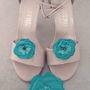 Set Accesorii - brosa/agrafa si clipsuri de pantofi Turquoise Mirage, Bijuterii, Brose, Broderie, Aranjament de flori, ARTYNOS