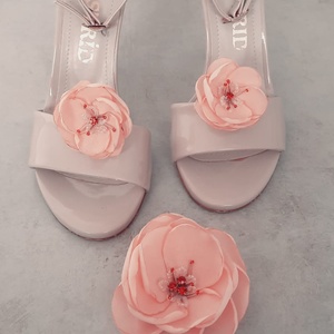 Set Accesorii - brosa/agrafa si clipsuri de pantofi Peach Blossom, Bijuterii, Brose, Aranjament de flori, Broderie, ARTYNOS
