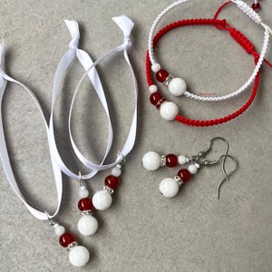 Brățară minerală Santa Claus sapphire macramé - crăciun - îmbrăcăminte de crăciun - Artynos.ro