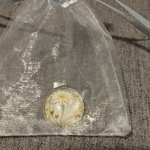 Colier din oțel medical cu lentile din sticlă și motiv de păpădie -  - Artynos.ro