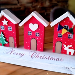 Casute de Craciun , decor unic de masa din lemn, Craciun, Decoratiuni de Craciun de casa, Casute decorative de Craciun, , ARTYNOS