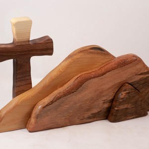 Decorațiune de Paște cu cruce, cruce din lemn - decor de sărbători - decorațiuni de paște - decor masă de paște - Artynos.ro