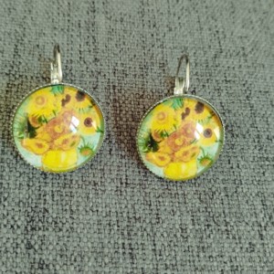 Cercei cu inchizatoare franceza inspirati de Van Gogh, cu accesorii din otel medical, , , ARTYNOS