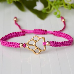 Bratara macramé impletita - Fucsia/gold paw paw, , , ARTYNOS