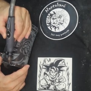 Pahar Son Goku din sticlă, gravat manual  -  - Artynos.ro