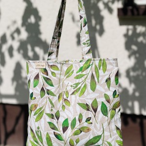 Geanta de cumparaturi cu model de frunze, Geanta si husa, Geanta pentru cumparaturi, Geanta shopper, geanta tote, geanta textila, Cusatura, ARTYNOS