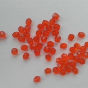 Margele cehe fatetate din sticla - 4mm - 100 buc / pachet - portocaliu, , , ARTYNOS