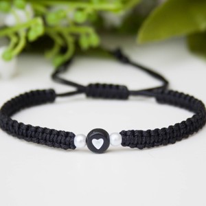 Bratara macramé impletita - Hearts negru, Bijuterii, Bratari, Bratari impletite, , ARTYNOS