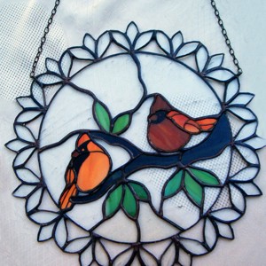 Cardinal finches tiffany fereastră decor -  - Artynos.ro