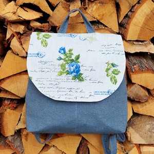 Rucsac pentru femei cu model, , , Am realizat acest rucsac dintr-o panza decorativa cu model si in culori uni. Are doua inchizatori m..., ARTYNOS