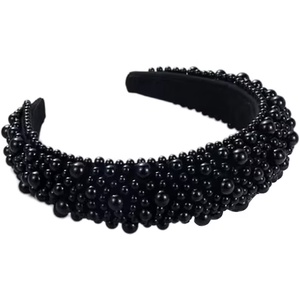 Bentita cu perle cusute manual - accesorii nuntă - ornamente de păr de nuntă - coroană de cap mireasă - Artynos.ro