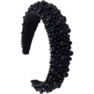 Bentita cu perle cusute manual - accesorii nuntă - ornamente de păr de nuntă - coroană de cap mireasă - Artynos.ro