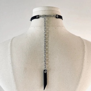 Colier tip choker cu piele naturala - bijuterii - coliere - coliere lungi - Artynos.ro