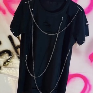 Tricou unisex cu lanturi, Îmbrăcăminte și modă, Haine damă, Tricou și top de damă, Cusătură, ARTYNOS
