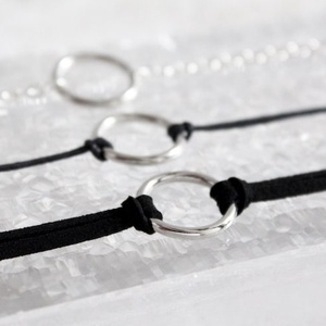 Colier tip choker din piele suede si lant - bijuterii - coliere - coliere lungi - Artynos.ro