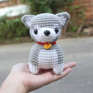 Jucarie crosetata catelus Siberian Husky - jucării și echipamente pentru copii - plușuri - păpușă croșetată, păpușă de pluș - Artynos.ro