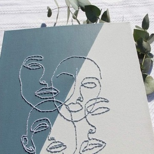 Tablou pictat si brodat manual - arte vizuale și accesorii  - imagini cu broderii - alte tablouri textil - Artynos.ro