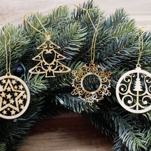 Set 2 ornamente pentru pomul de Crăciun (4 ornamente din lemn natural) - Artynos.ro
