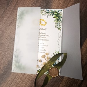 5 buc. Invitație de nuntă personalizată pe hârtie calandrată, cu sigiliu de ceară -  - Artynos.ro