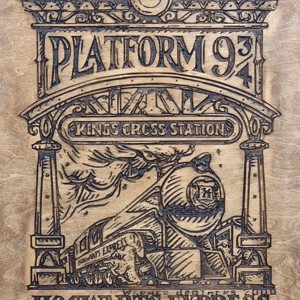 Harry Potter Hogwarts Express gravír., Casa & Stil de viata, Accesorii pentru decorat casa, Picturi murale, Arta de perete din lemn, , ARTYNOS