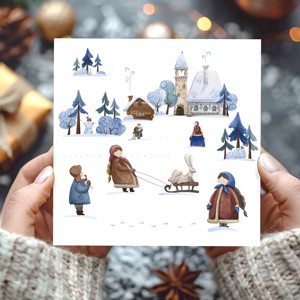 Carte poștală de Crăciun Zima, felicitare pliabilă, însoțitor de cadou -  - Artynos.ro