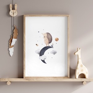 Imagine personalizată pentru camera copiilor, decorațiuni pentru camera bebelușului, arici, lună, curcubeu, artă de perete set de 3 -  - Artynos.ro