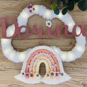 Nor pufos personalizat cu curcubeu - lumină de noapte decorare de perete - girly -  - Artynos.ro