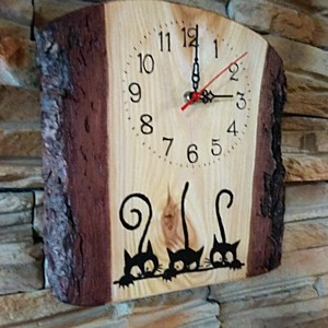 Trei pisoi negru ceas de perete - casă & stil de viață - accesorii pentru decorat casa - decorațiuni de pereți, decorațiuni suspendate - ceasuri de perete - Artynos.ro