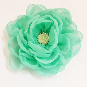 Floare verde-menta din chifon pentru par - îmbrăcăminte și modă - accesorii păr - flori pentru păr - Artynos.ro