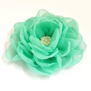 Floare verde-menta din chifon pentru par - îmbrăcăminte și modă - accesorii păr - flori pentru păr - Artynos.ro