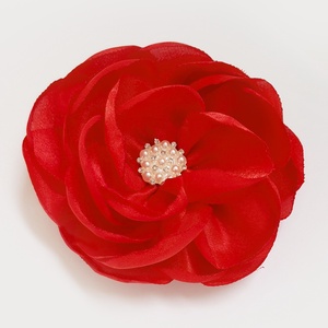 Floare rosie din satin pentru par - îmbrăcăminte și modă - accesorii păr - accesorii de păr - Artynos.ro