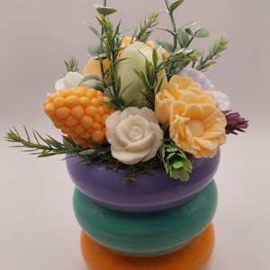 Oală ceramică colorată cu flori de săpun -  - Artynos.ro